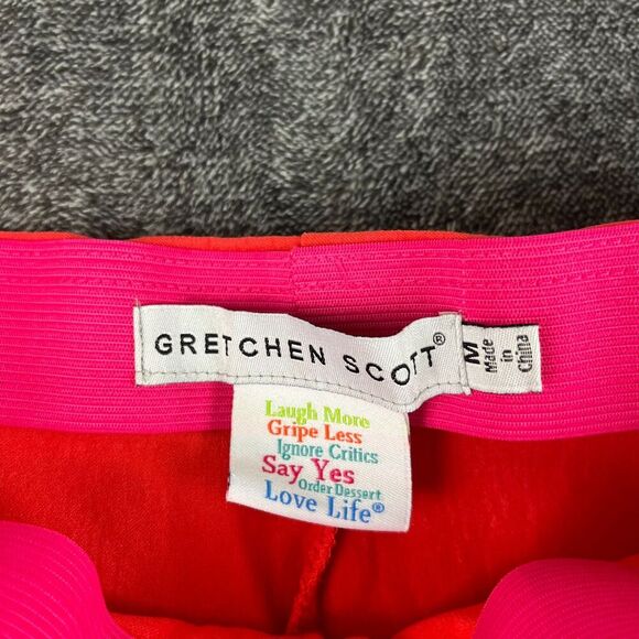 Gretchen Scott Pull On Pant Gripe Less Women's M 27X27 Ankle Slit Red Stretch - Picture 3 of 12